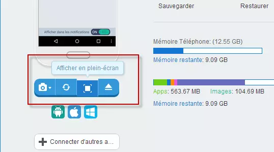 projeter l'écran du téléphone