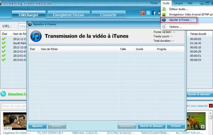 transférer vidéo à itunes