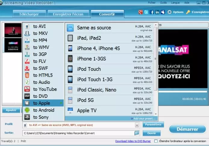 convertir vidéo téléchargée
