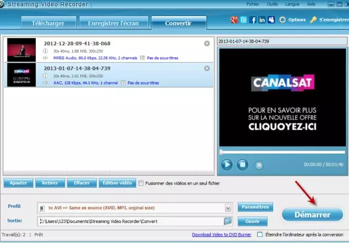 exporter vidéo telechargée