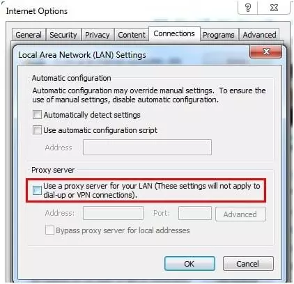 désactiver serveur proxy