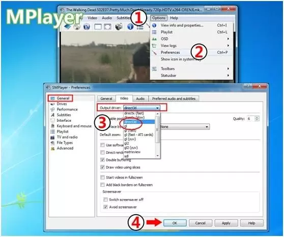 changer le pilote de MPlayer