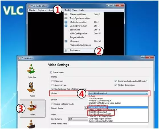 changer le pilote de VLC