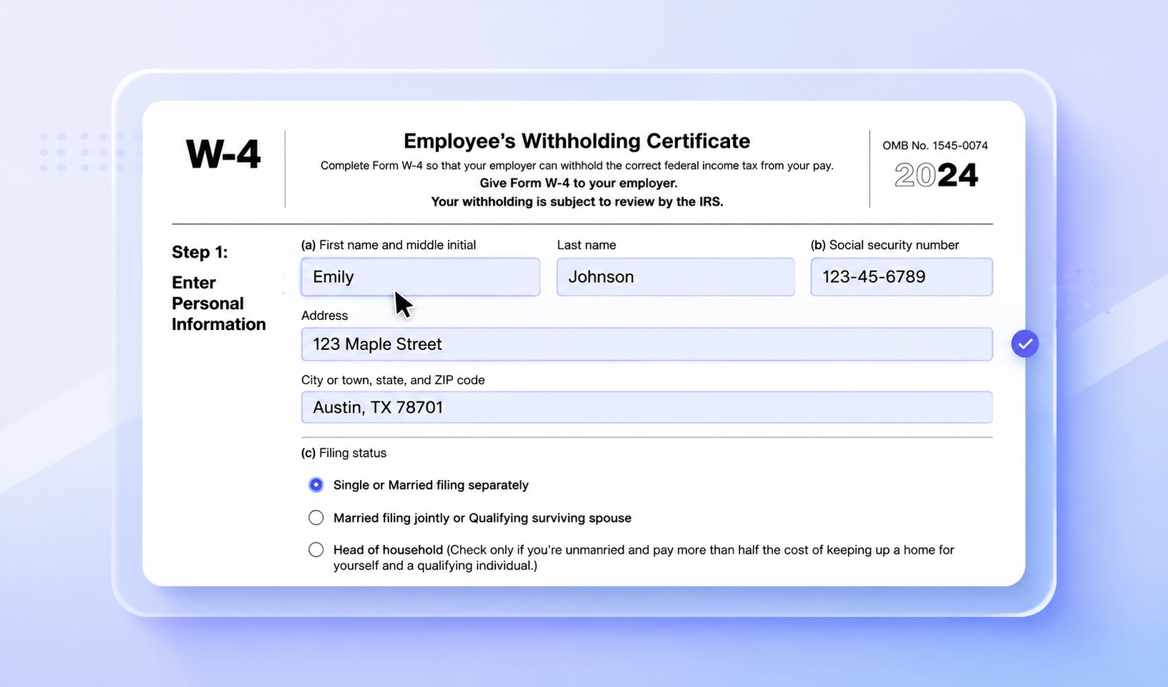 Fill Out W-4 Fields Easily