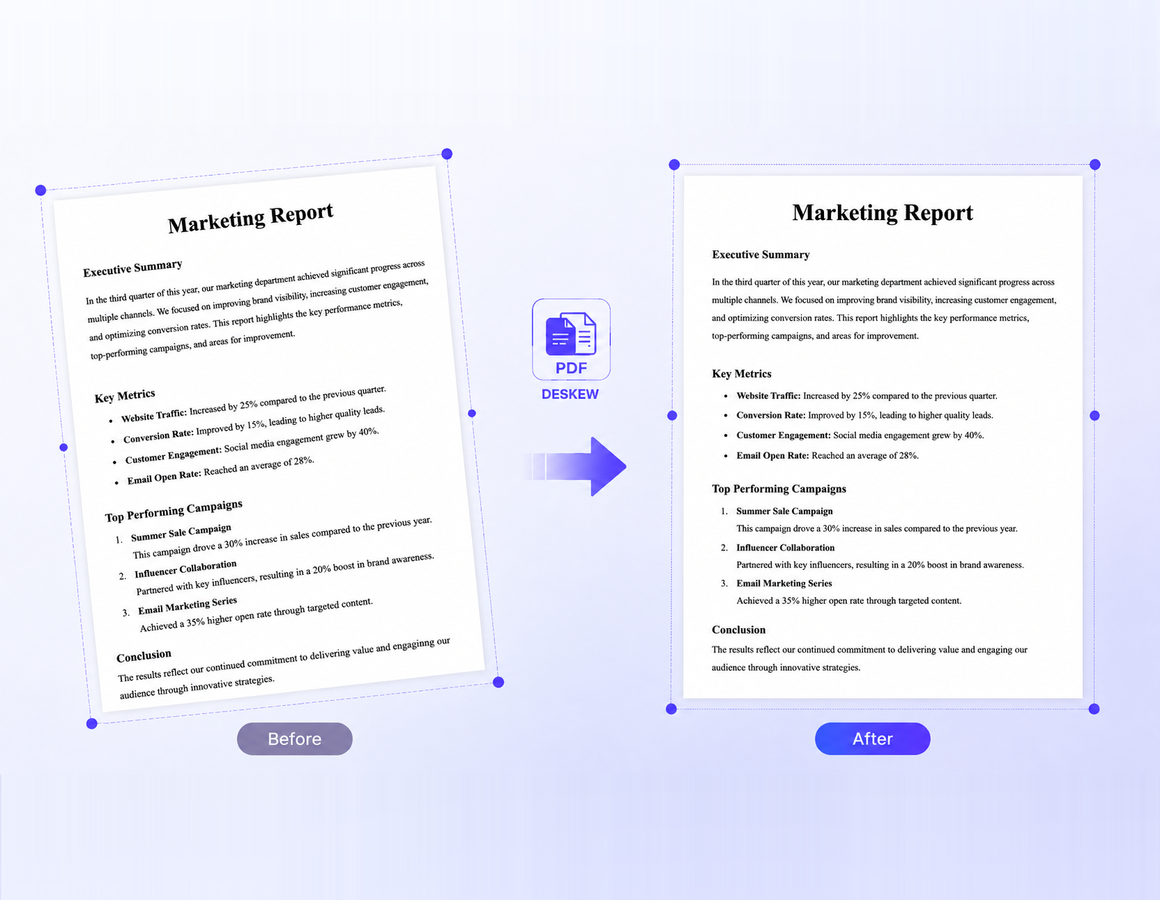 Straighten PDF Documents for Better Alignment