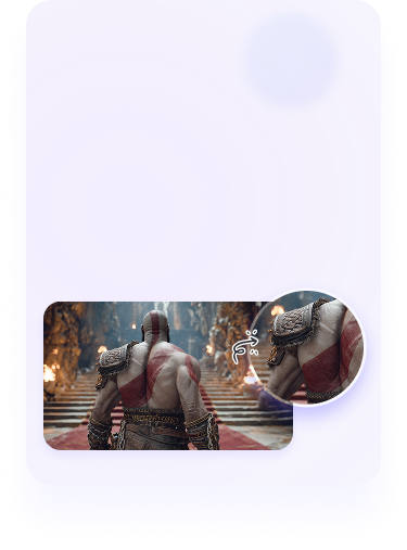 Perjelas tangkapan layar game yang buram dengan detail tekstur dan armor menggunakan Peningkat Foto AI PicWish.