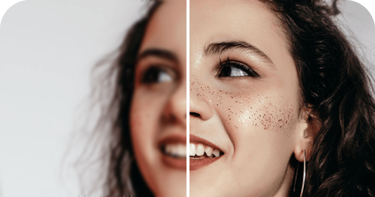 Perjelas foto buram dan retouch potret dengan kulit halus secara alami.