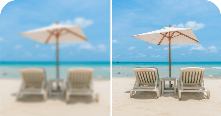 Tingkatkan foto elang yang buram menjadi resolusi 8K dengan detail tajam.