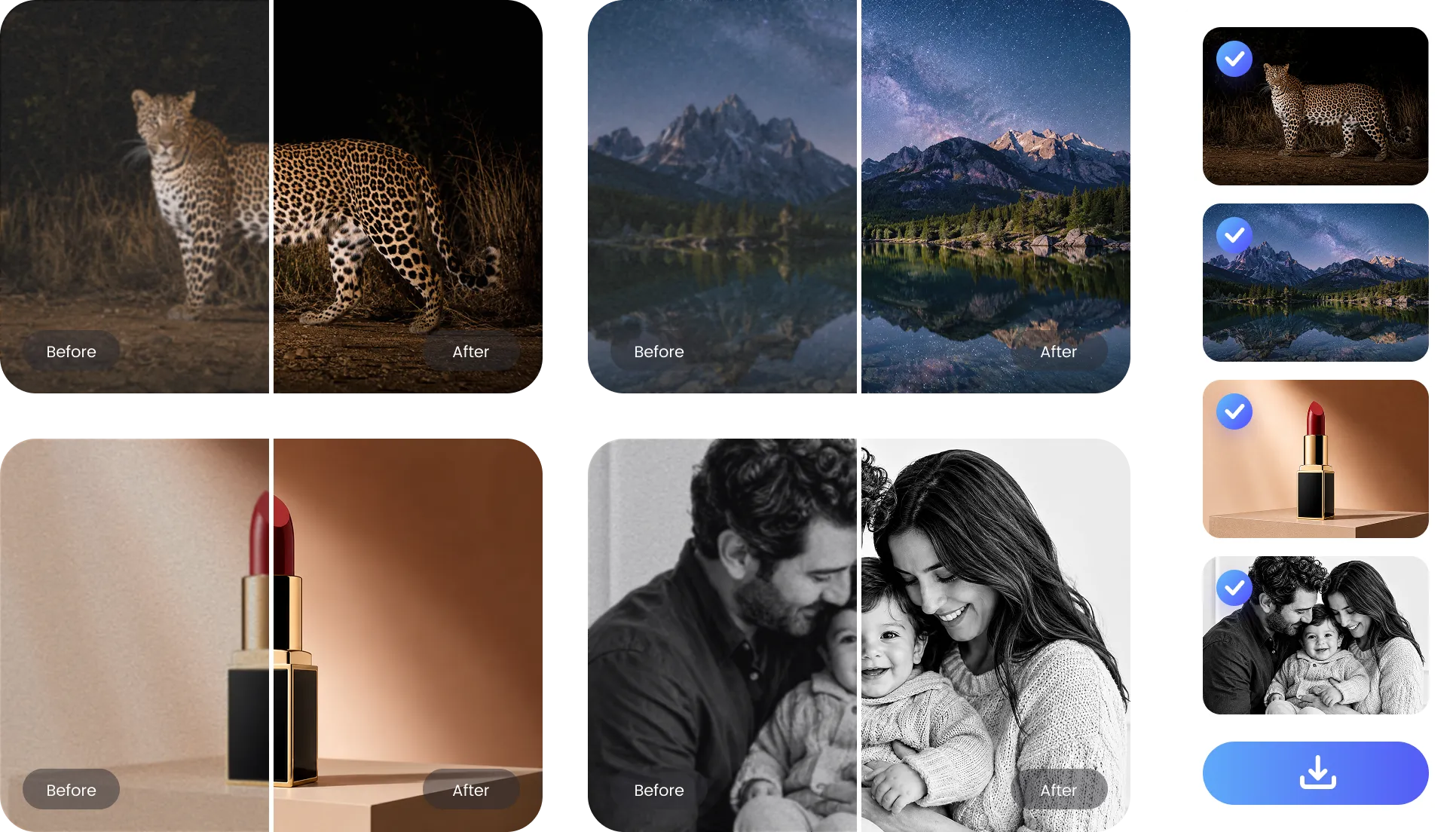 Batch AI image denoising for multiple photos