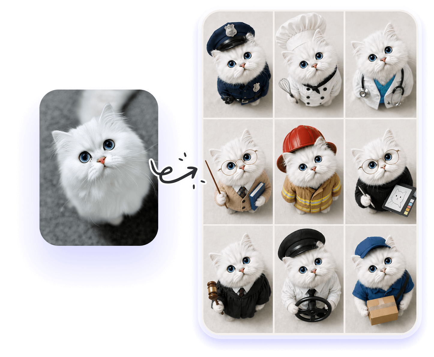 GPT Image 2.0 outputs 3x3 grid cat photos with high consistency