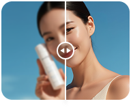 AI写真補正後のポートレート画像のビフォーアフタープレビュー