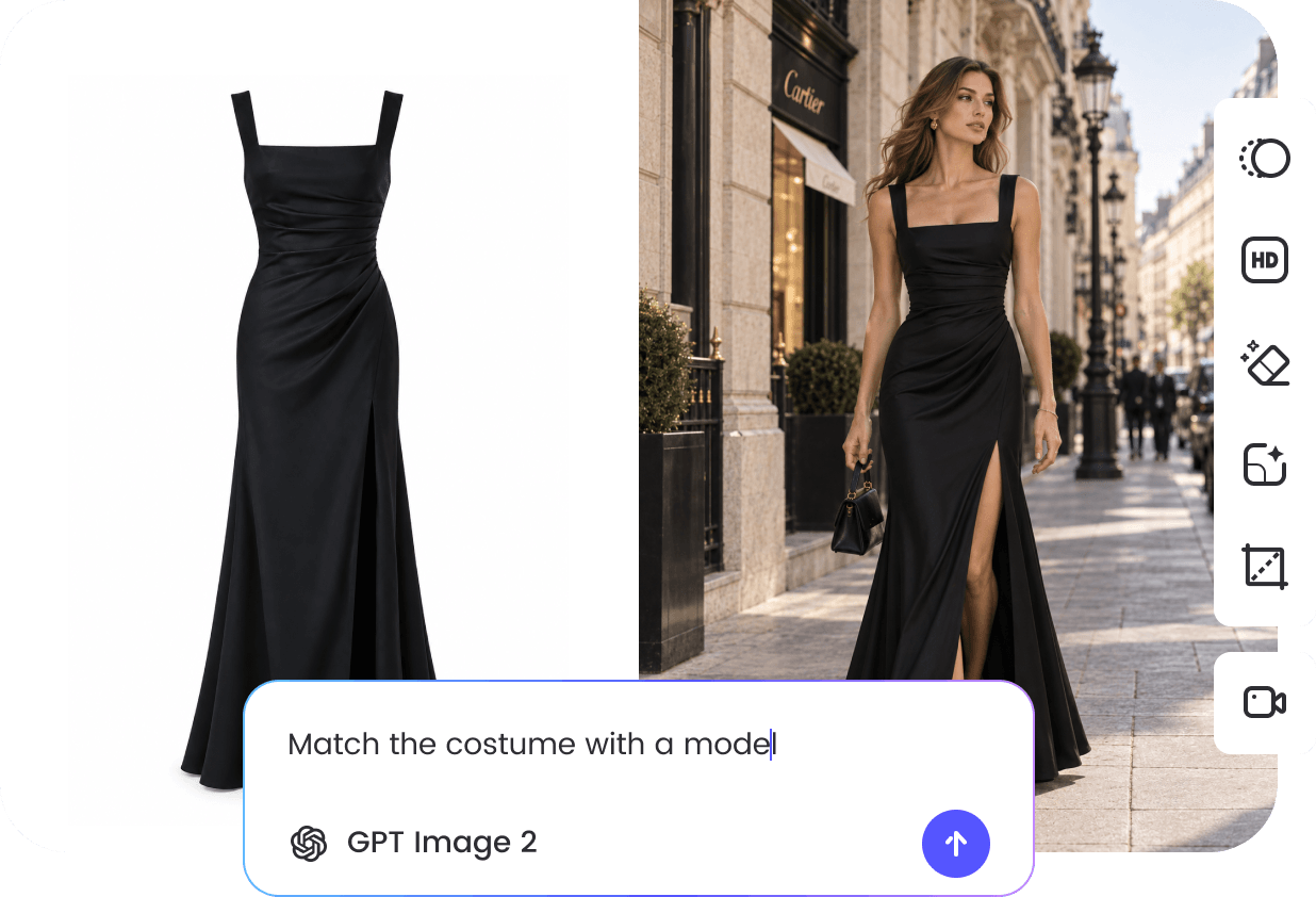 Dress product photo transformed into a model showcase