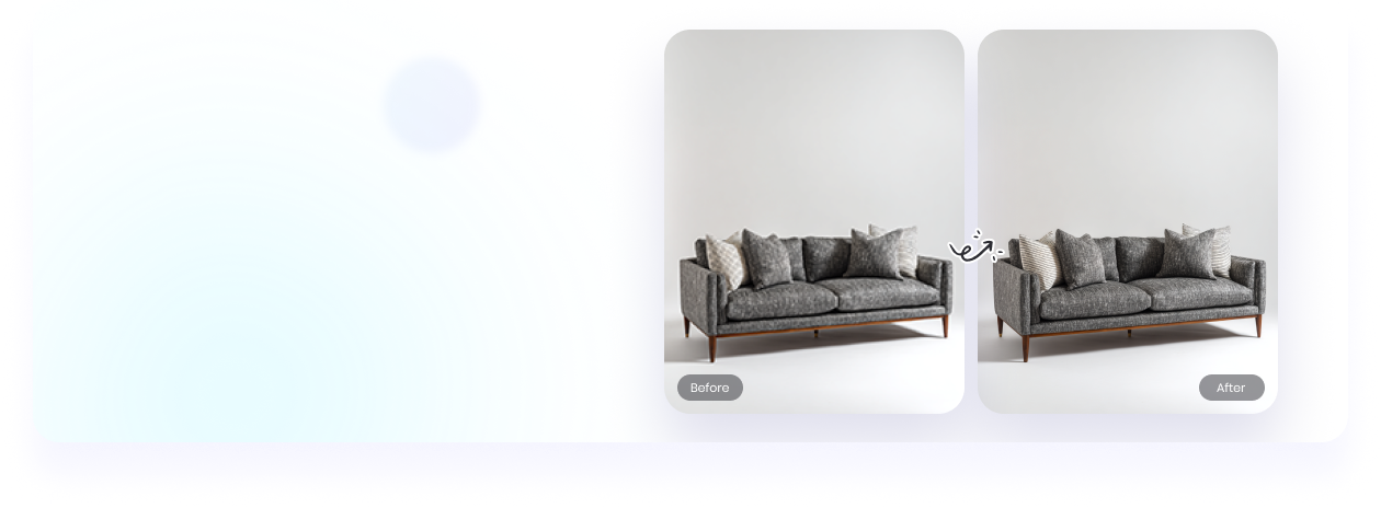Foto produk yang diperjelas untuk menampilkan tekstur kain dan detail furnitur dengan lebih jelas