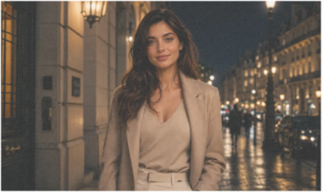 AI noise removal on a low-light night portrait