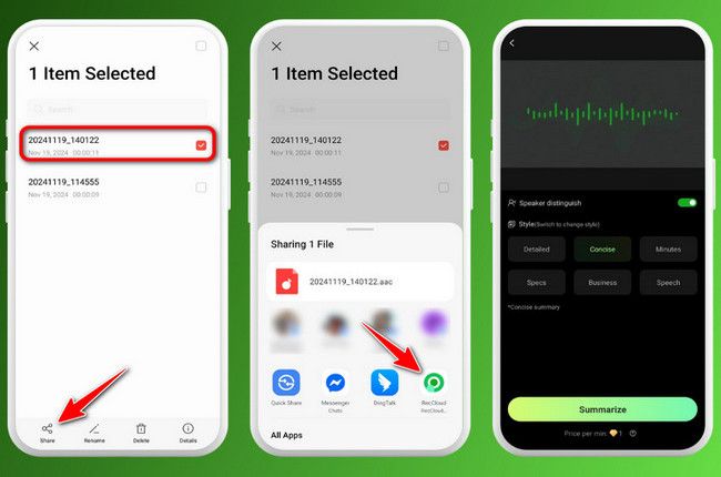 import recordings from voice recorder app