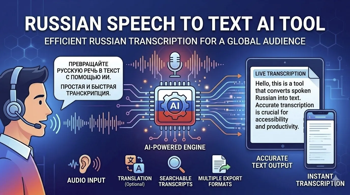Russian Speech to Text Online - Free AI Transcription Tool
