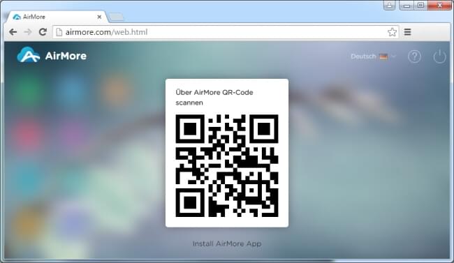 QR-Code auf AirMore Web