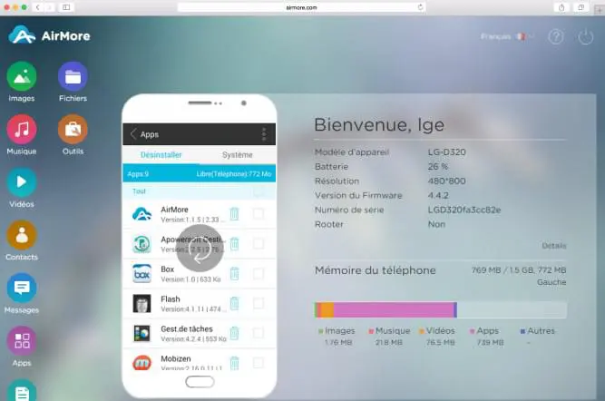 Connecter sur AirMore