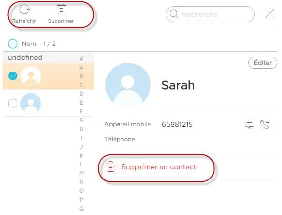 Supprimer les Contacts