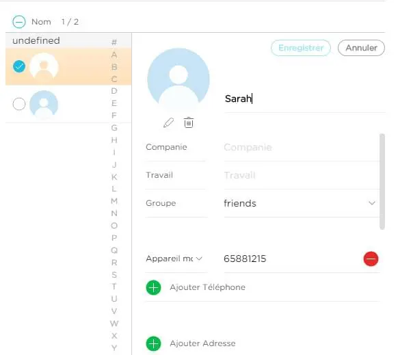 Editer les Contacts