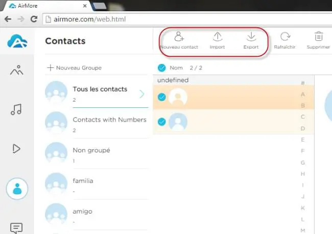 Transférer les Contacts