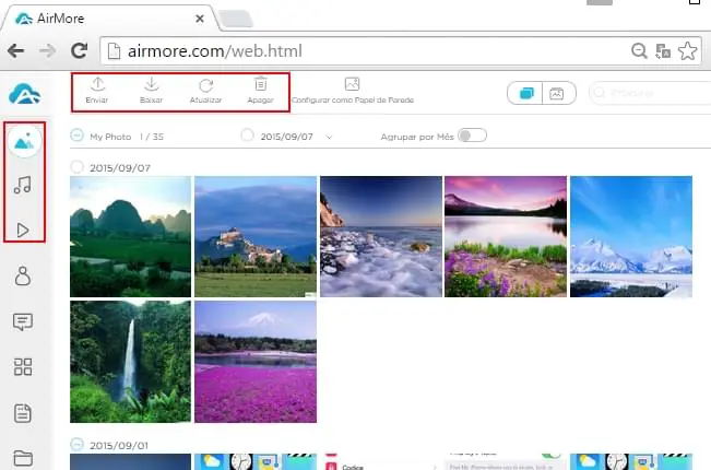 transferir arquivos de mídia para PC
