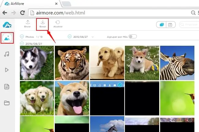transferência de fotos sem fio