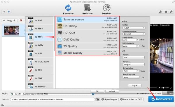 Videokonverter for Mac