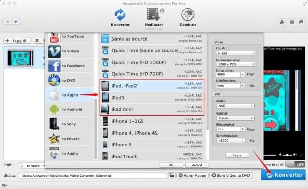 Videokonverter for Mac