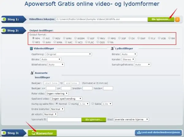 Gratis Online Video- og Lydomformer