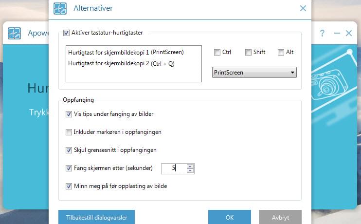 konfigurer innstillinger