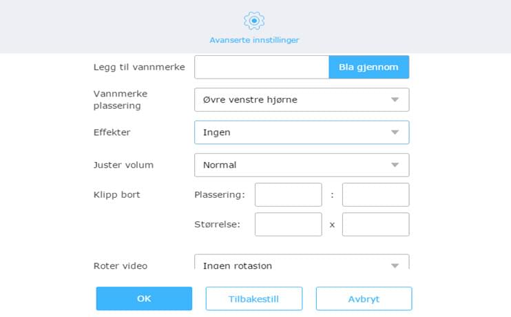 avanserte innstillinger