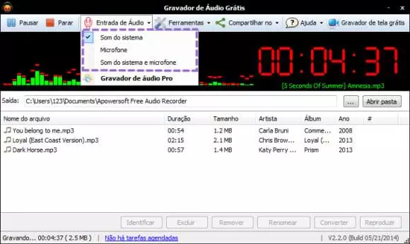 gravar musicas no Google
