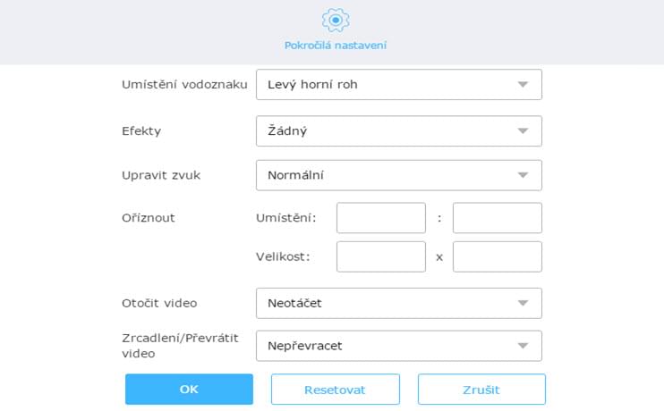 pokročilé nastavení