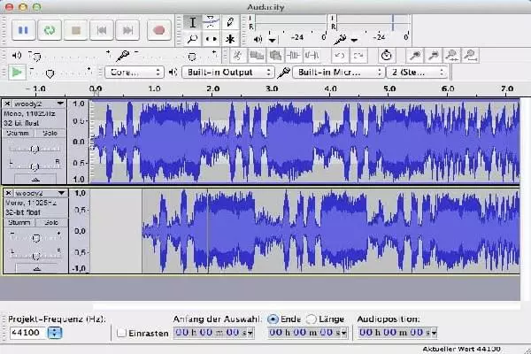 Audiodateien auf dem Mac Audacity