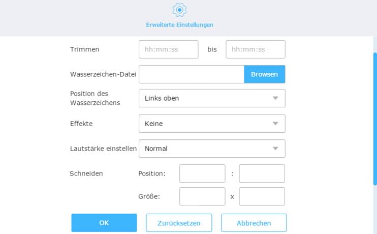 erweiterte Einstellungen