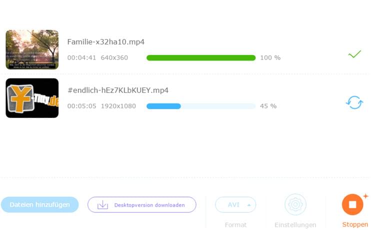 die Umwandlung starten