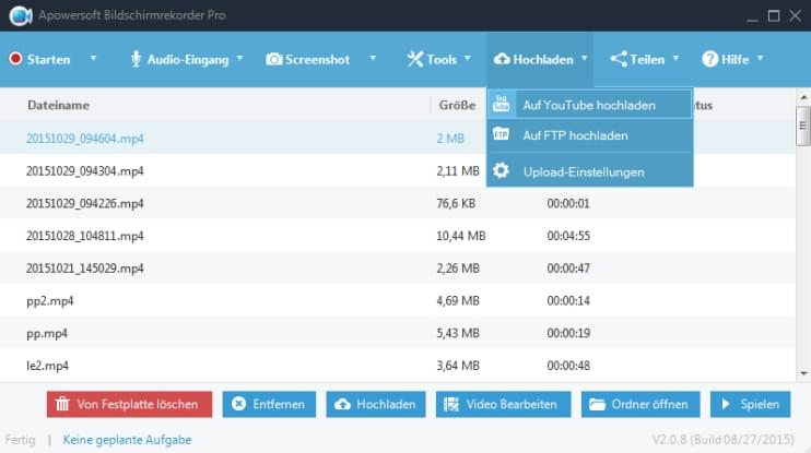 Videos nach der Speicherung bearbeiten