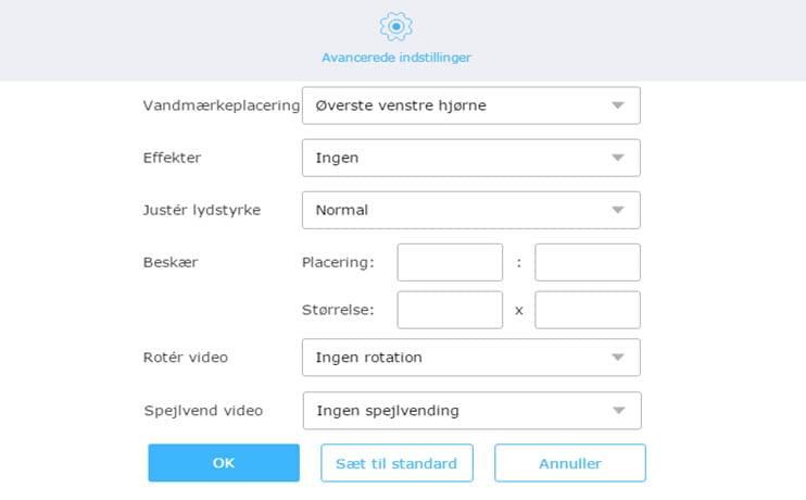 avancerede indstillinger