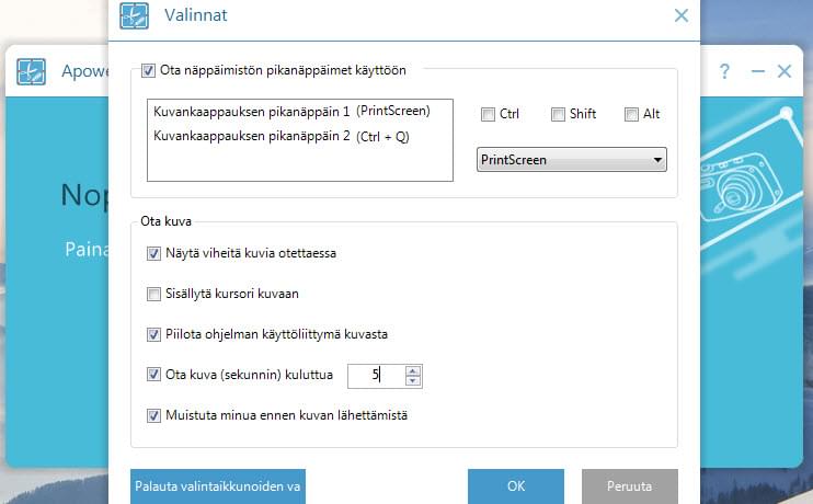konfiguroi asetukset