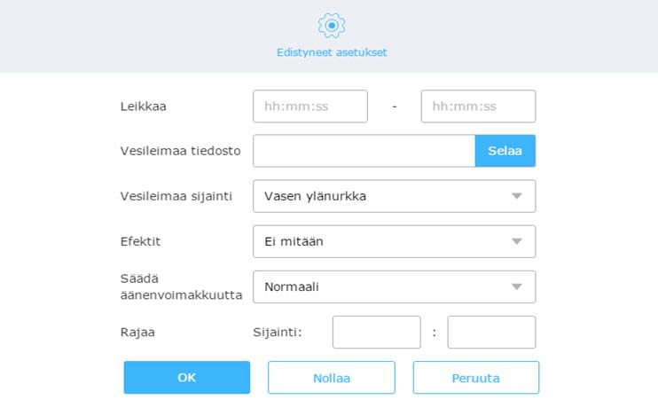 edistyneet asetukset