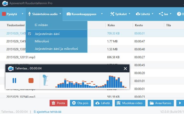 nauhoita vain ääni