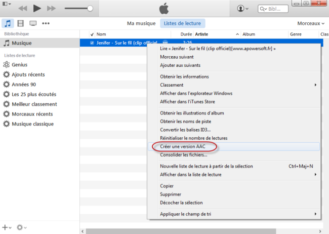 convertir MP3 en M4R avec iTunes