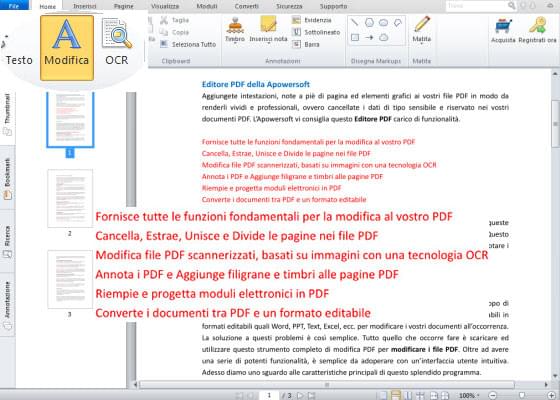 modificare testo PDF