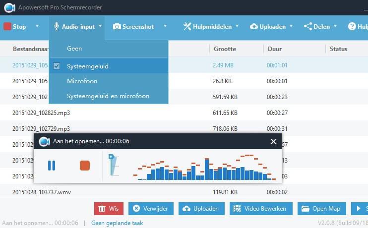 Alleen audio opnemen