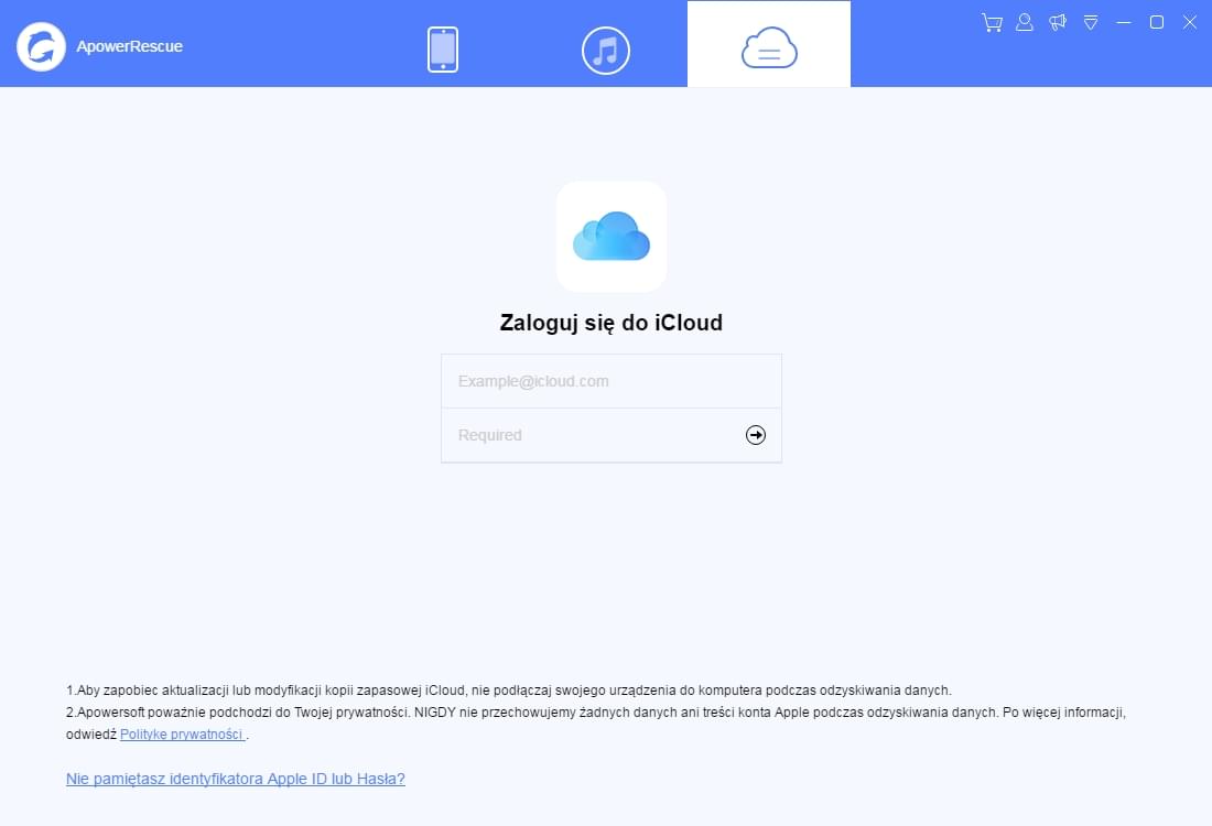 Wprowadź iCloud