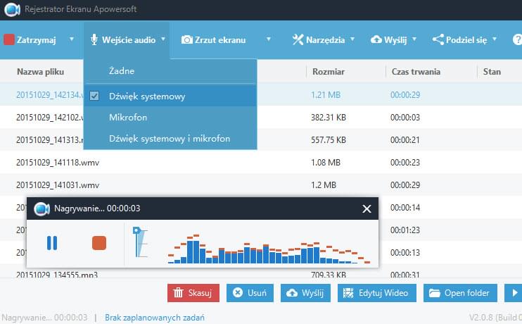 nagrywaj tylko audio