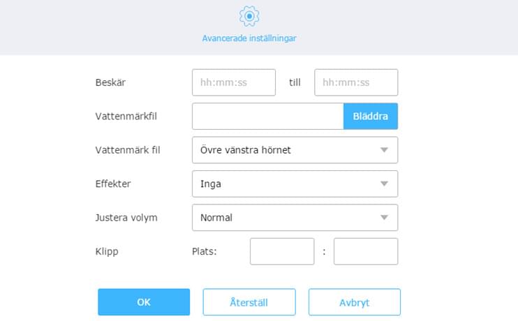 Avancerade inställningar