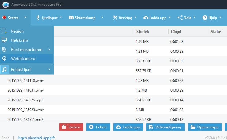 inspelningsalternativ