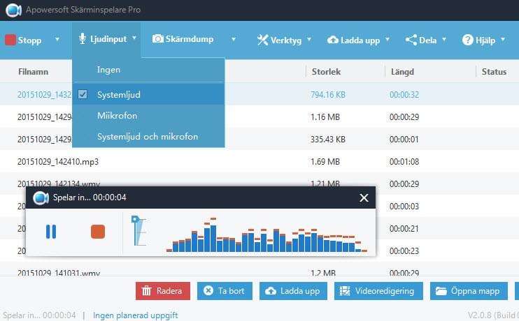 inspelning av bara ljud